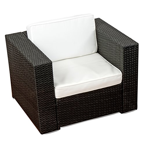 XINRO® (1er Premium Lounge Sessel - Lounge Sofa Gartenmöbel günstig Loungesofa Polyrattan XXL Rattan Sessel - In/Outdoor - handgeflochten - mit Kissen - schwarz