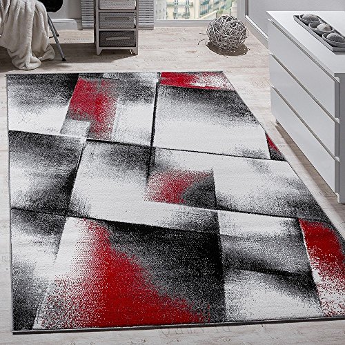 Paco Home Designer Teppich Modern Wohnzimmer Teppiche Kurzflor Meliert Rot Grau Schwarz, Grösse:120x170 cm