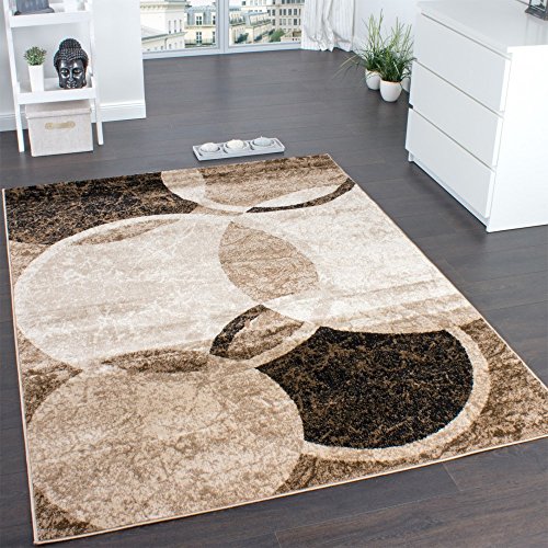 Paco Home Designer Teppich Wohnzimmer Teppich Kreis Muster in Braun Beige Preishammer, Grösse:60x100 cm
