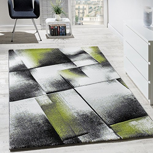 Paco Home Designer Teppich Wohnzimmer Teppiche Kurzflor Meliert Grün Grau Creme Schwarz, Grösse:70x250 cm