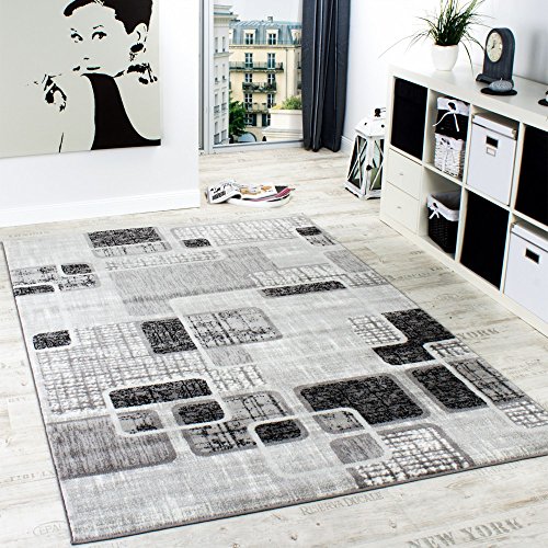 Designerteppich Wohnzimmer Teppich Retro Stil Shabby Chic Grau Creme Preishammer, Grösse:160x220 cm
