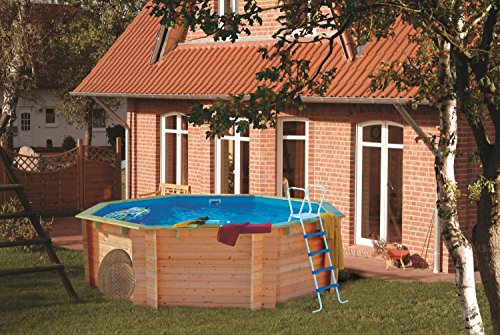 Paradies Pool Holzpool Komplettset inkl. Zubehör, Schwimmbad für den Garten, Badespaß für die ganze Familie, Achteck-Pool, 400 x 120 (Ø x H), Menge: 1 Stück