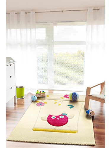 Benuta Kinderteppich Die kleine Eule Pink 120x170 cm | Teppich für Spiel- und Kinderzimmer