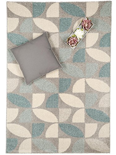 benuta Teppich Pastel Mosaik Blau 160x230 cm | Moderner Teppich für Wohn- und Schlafzimmer
