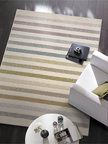 Benuta Teppich Pastel Striped Beige 140x200 cm | Moderner Teppich für Wohn- und Schlafzimmer