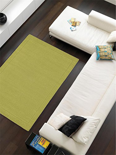 benuta Wollteppich Uni Grün 160x230 cm | Naturfaserteppich für Wohnzimmer und Schlafzimmer