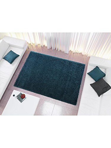 Benuta Teppiche: Shaggy Langflor Hochflor Teppich Coco Blau 300x400 cm - Oeko-Tex Standard 100-Siegel - 100% Polypropylen - Uni - Maschinengewebt - Wohnzimmer