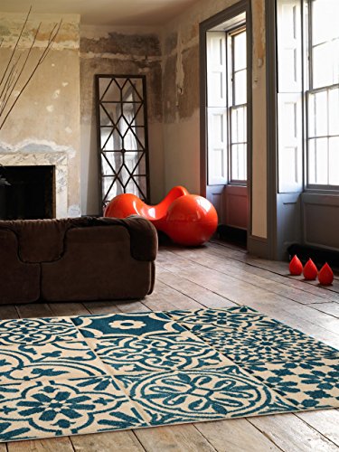 benuta Teppiche: Teppich Patchwork-Mosaico Blau 160x230 cm - schadstofffrei - 100% Polypropylen - Ornament - Maschinengewebt - Wohnzimmer