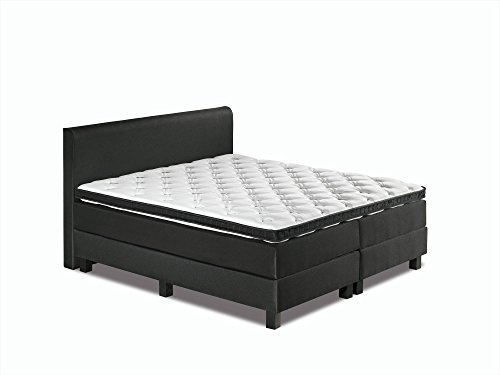 Betten-ABC Boxspring Bett Schwarzwald Komplettset, inklusive 7-Zonen Taschenfederkernmatratze und Topper, 160 x 200  cm, farbe 8 schwarz, fein
