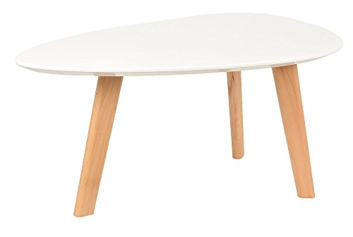 Design Beistelltisch Oval Holz Weiß MDF Kaffeetisch Couchtisch Nachttisch