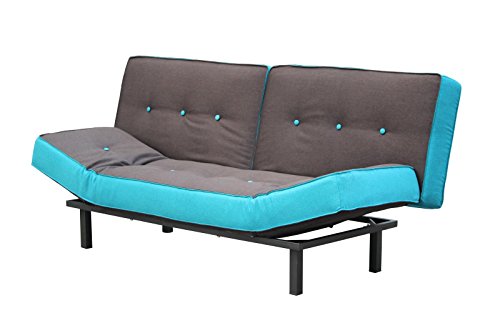 Schlafsofa Funktionssofa Schlafcouch Sofa Schlaffunktion blau braun Chromfüße