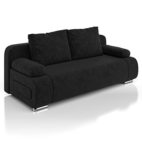 Vicco Schlafsofa Sofa Couch Ulm Federkern 200x91cm Mikrofaser schwarz Gästebett
