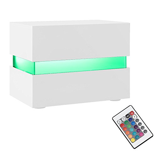 [neu.haus] Nachttisch mit RGB-LED-Beleuchtung in weiß hochglanz Beistelltisch