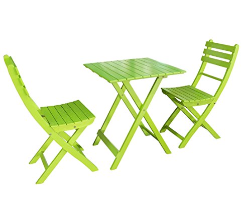 Dehner Balkonset Provence, Tisch ca. 71 x 60 x 60 cm, 2 Stühle je ca. 86 x 50 x 40 cm, FSC Akazienholz, grün