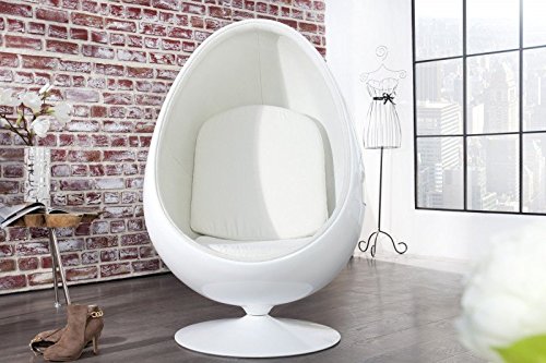 Casa Padrino Designer Egg Chair Sessel Weiß/Weiß - Lounge Club Sessel