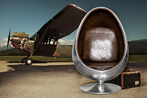 Casa Padrino Vintage Aluminium Egg Chair Sessel Braun - Air Wing Flugzeug Vintage Sessel