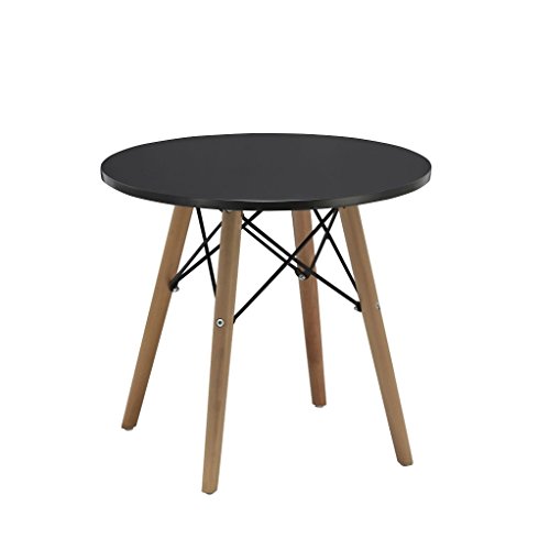Beistelltisch Couchtisch Schwarz Rund Holz Tisch Retro Design Nachttisch Duhome 0175