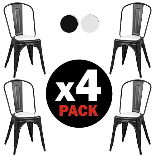 due-home – Pack 4 Stühle Replica Tolix, Struktur aus Metall, Maße: 46,5 cm (Breite) X 84 cm (Höhe) X 52,2 cm (Tiefe).