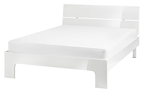 Julian Bowen Manhattan High Gloss Bett doppelt, Holz, Weiß, 135 cm