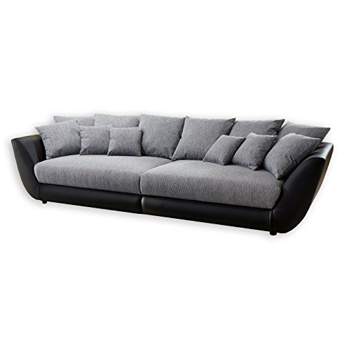 Big Sofa - schwarz-grau - Federkern - mit 12 Kissen