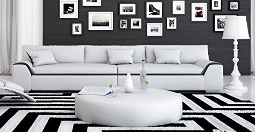 SAM Design Wohnzimmer Sofa Arica aus SAMOLUX®, in weiß mit schwarzem Akzent, ca. 280 cm breit, 3-Sitzer, pflegeleichte Oberfläche, angenehmer Sitzkomfort, inkl. 3 Kissen, designed by Ricardo Paolo®