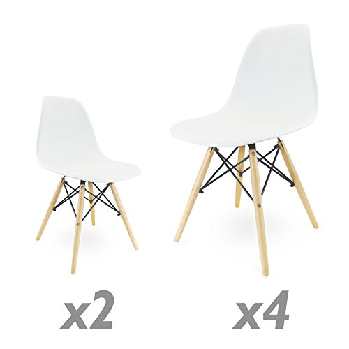 Stuhl Eiffelturm inspiriert weiß (Set 4 Erwachsene Stühle und 2 Kinder Stühle)