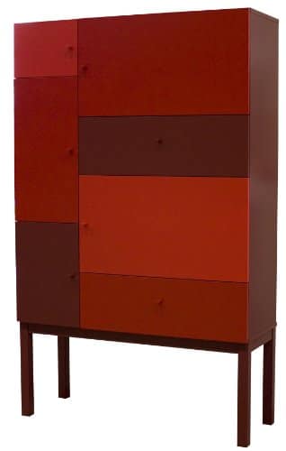 Tenzo 1970-828 Color - Designer Schrank, rot mix, lackiert, matt, 162 x 100 x 36 cm (HxBxT)