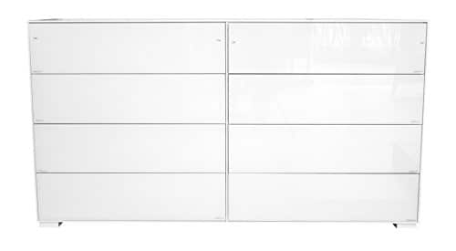 Tenzo 4118-871 Exclusive Designer Sideboard, MDF mit glasfronten, weiß / glas, 49 x 158 x 85 cm