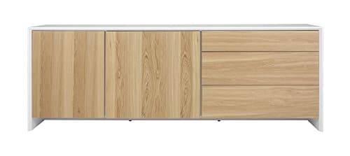 Tenzo 5935-454 Profil Designer Sideboard, 80 x 220 x 47 cm, weiß / eiche furniert