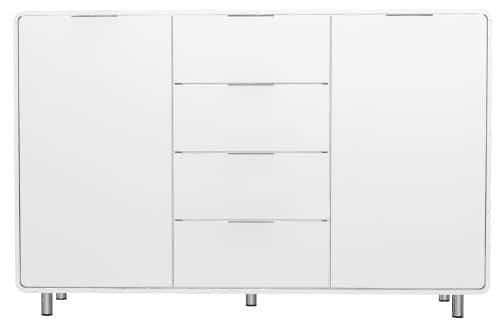 Tenzo 8436-001 Step - Designer Sideboard weiß, MDF lackiert matt, Griffe und Füße aus Metall, 101 x 161 x 44 cm