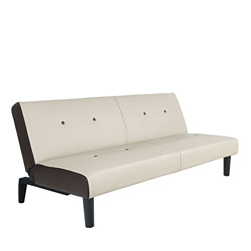 NEG Design Schlafsofa HELIOS (beige/braun) mit Napalon-Leder-Bezug Klappsofa, 3-Sitzer, Liegefläche 179x108cm, sehr bequem