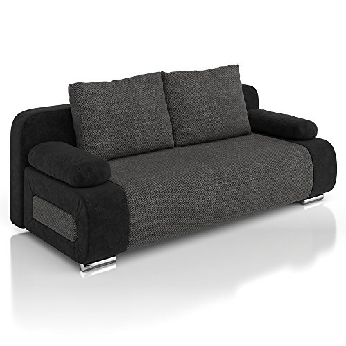 Vicco Schlafsofa Couch Sofa Ulm Federkern 200x91cm Mikrofaser-Struktur schwarz