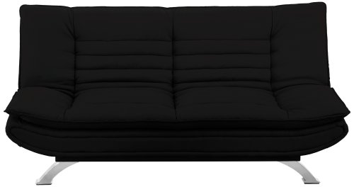 AC Design Furniture 47397 Schlafsofa Jasper, Kunstleder schwarz, Füße Metall verchromt, Liegefläche: ca. 196 x 123 cm