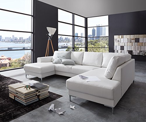 Couch Silas Weiss 300x200 cm Ottomane Rechts Designer Wohnlandschaft