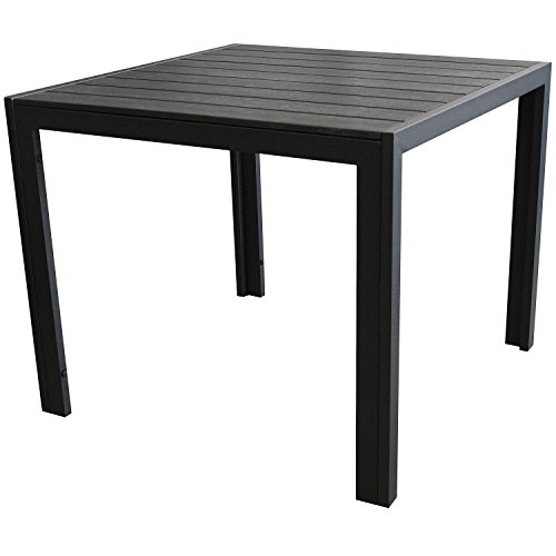 Gartentisch Beistelltisch Terrassentisch Aluminium Polywood / Non Wood 90x90cm - Schwarz