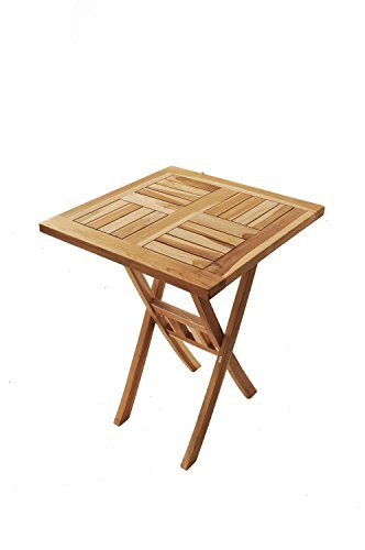 SAM® Teak-Holz Balkontisch, Gartentisch, Holztisch, quadratisch, zusammenklappbar, leicht zu verstauen, geölt, Tisch aus Teak, Massiv-Holz, ca. 70 x 70 cm [521230]