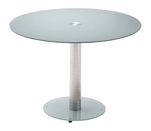 Robas Lund Tisch Küchentisch Glastisch Falko taupe rund verchromt 100x 77x 100 cm