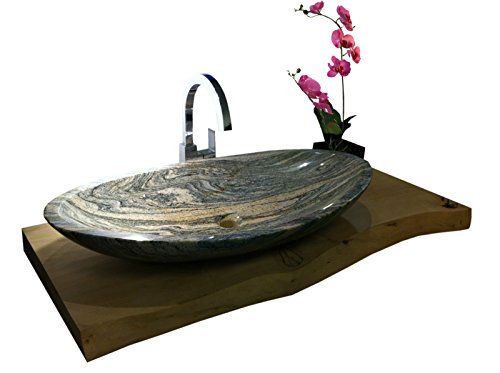 Waschbecken aus Naturstein, Granit, Model Monaco groß, Juparana, 80x43cm