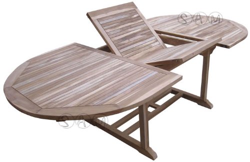 XXS® Möbel Gartentisch Aruba hochwertiges Teak Holz Schirmloch in der Mitte des Tisches ausziehbar natürliche Maserung pflegeleicht