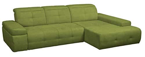 Cavadore Polsterecke Mistrel mit Longchair XL links / Eck-Couch mit verstellbaren Kopfteilen / Kopfteilverstellung / Wellenunterfederung / Maße: 273 x 77-93 x 173 cm (B x H x T) / Farbe: Grün