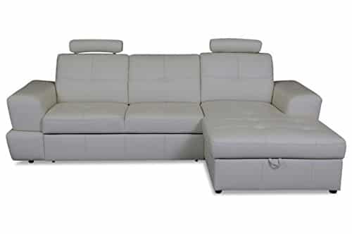 Sofa Couch Cotta Leder Ecksofa Milo - mit Schlaffunktion - Grau