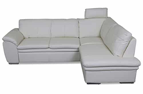 Sofa Couch Cotta Leder Ecksofa XL Felis - mit Schlaffunktion - Creme