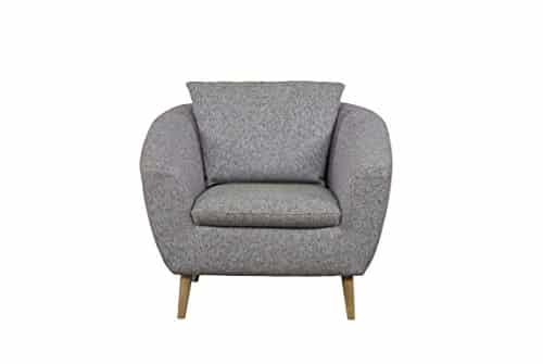 Cavadore Sessel Flira mit Rückenkissen / Sessel im modernen skandinavischen Design mit Holzfüßen in Buche natur / 3-2-1  Garnitur / Größe: 99 x 78 x 89 cm (BxHxT) / Vierfarbiger Strukturstoff in pink,hellblau, grün und weiß