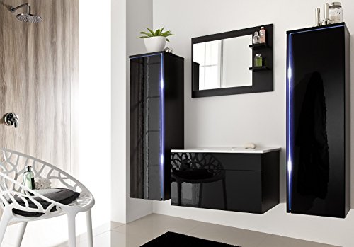 JENNY Modernes Badmöbel-Set, Becken, Spiegel, Kompakte Aufbewahrung, Garderobenschränke, Große Farbauswahl (RGB LED-Beleuchtung Verfügbar)