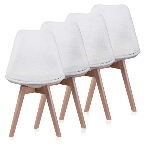 Makika Design Stuhl Retro Stuhl Esszimmerstuhl Bürostuhl Sitzgruppe ZURA in CREME mit Rückenlehne