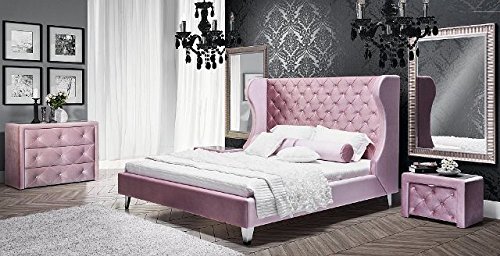 Design Luxus Lounge Polsterbett Doppelbett Futon-Bett Velours Rosa SL31 NEU!