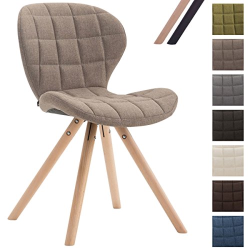 CLP Design Retro-Stuhl ALYSSA, Bein-Form rund, Stoff-Sitz gepolstert, Lounge-Sessel, Buchenholz-Gestell, Taupe, Gestellfarbe: Natura