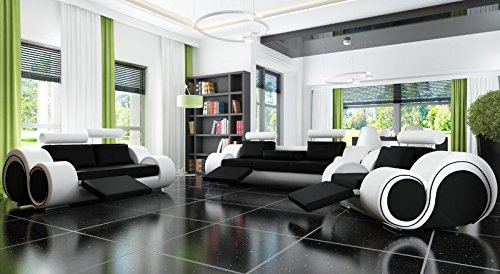 Designersofa Sofagarnitur Sofa Couch Polster Garnitur Ledersofa 3+2+1 BERLIN mit Relaxfunktion Sofort lieferbar