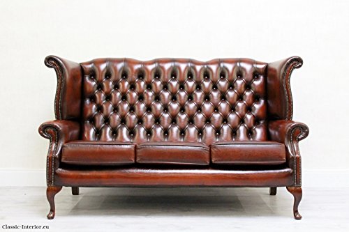 Chesterfield Chippendale Sofa Leder Antik Vintage Barock