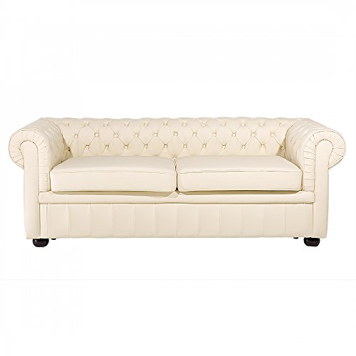 Sofa Leder beige CHESTERFIELD